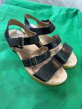 Dansko Black Triple-Strap Sandals with Buckles